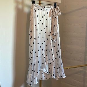 Topshop: Silk Black & White Polka Dot Wrap Skirt